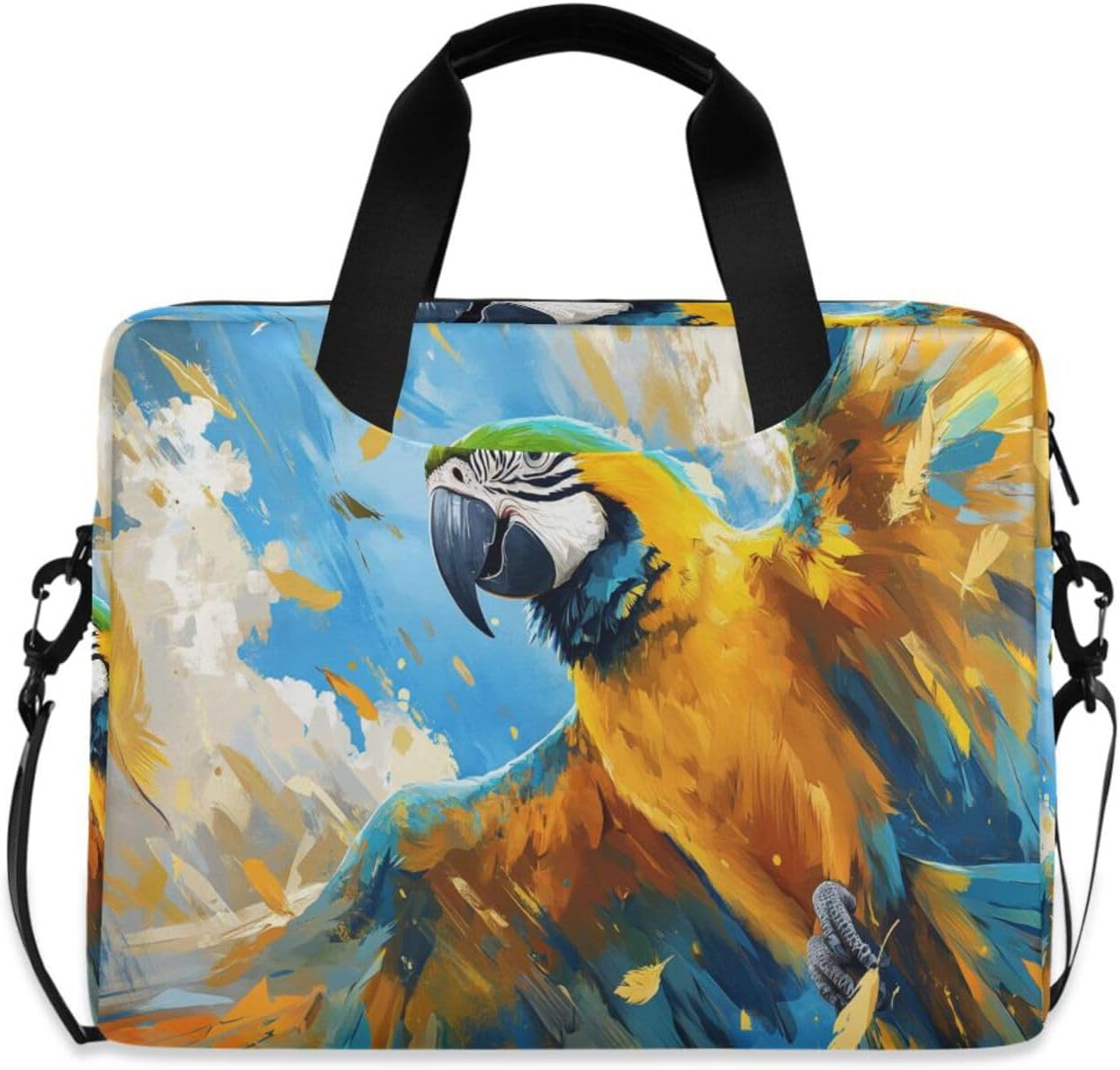 JIPONI Macaw Fly Parrot Laptop Bag For Women Men, 15.6 16 IN Tote Work bags, Briefcase Messenger Computer Case