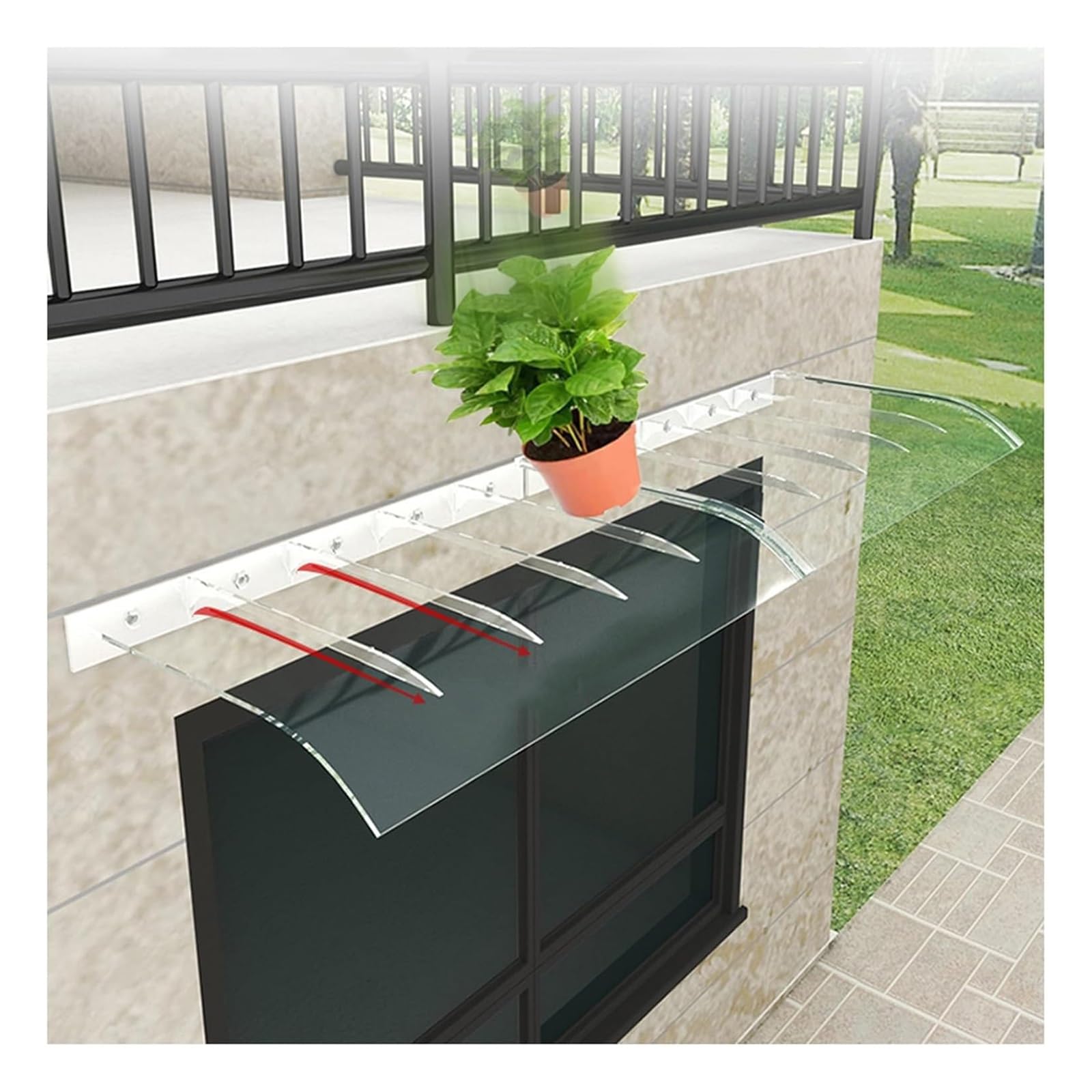 Zhengqian One Color Transparent Front Door Canopy Outdoor Awning,Polycarbonate Overhang Awning,Upgraded Door Canopy,Uv Rain Snow Protection Patio Awning Canopy,For Front Door & Window(W55*L230cm/W 21.6*L90.5in)