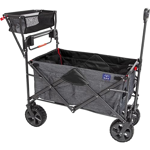 MacSports Push & Pull All Terrain Beach Wagon, 300 lb Capacity Wagons Carts Foldable, Collapsible Wagon, Grocery Cart Foldable Wagon Folding Utility Cart, Camping Cart on Wheels, Garden Utility Wagon