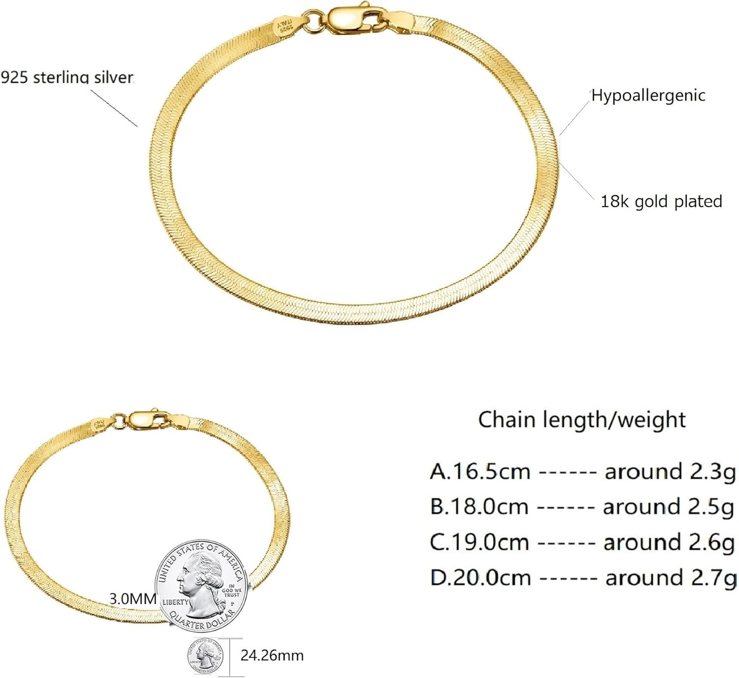 Platinum/Gold Plated 925 Sterling Silver Dainty Snake Bone Bracelet for Women, Tiny Sideways Cross Bracelets Layered Herringbone Chain Bracelet Handmade Jewelry Gift