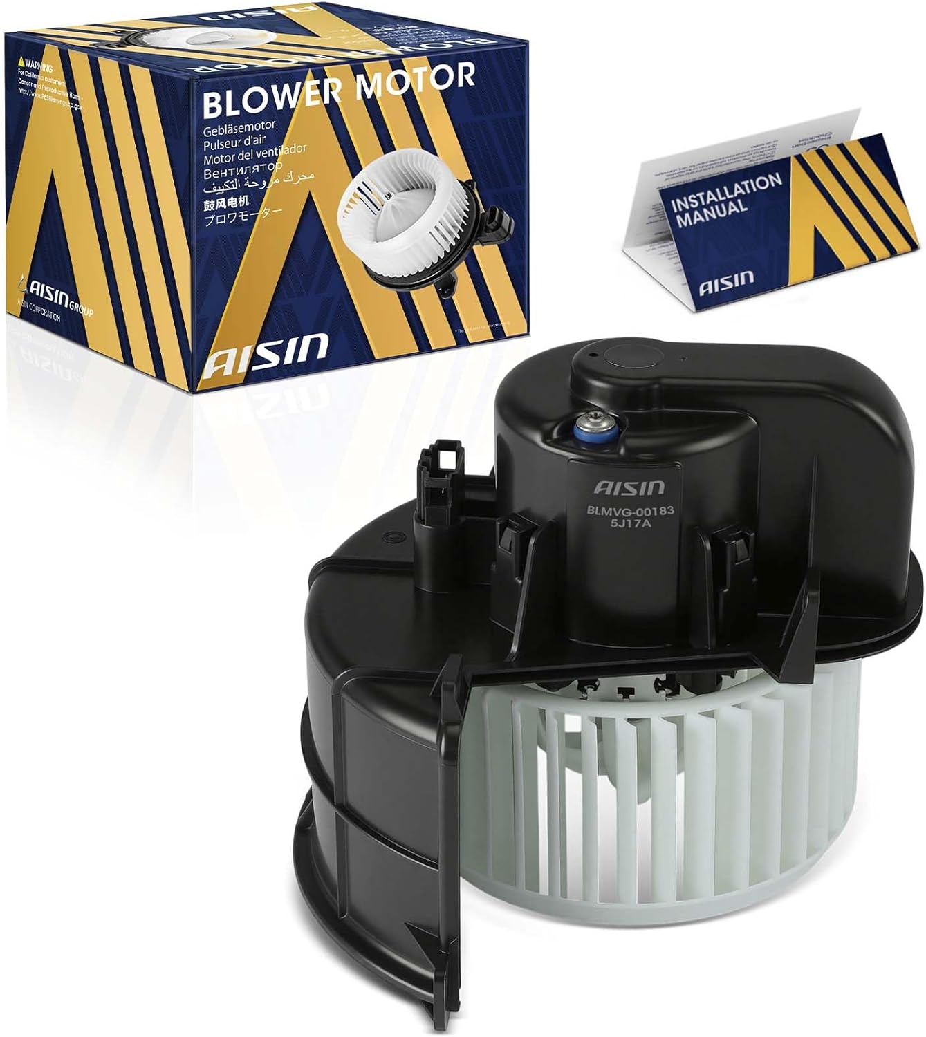 AISIN AFTERMARKET BLMVG-00183 HVAC Blower Motor with Wheel Assembly - Compatible with Volkswagen Touareg 2004-2010, Audi Q7 2007-2015