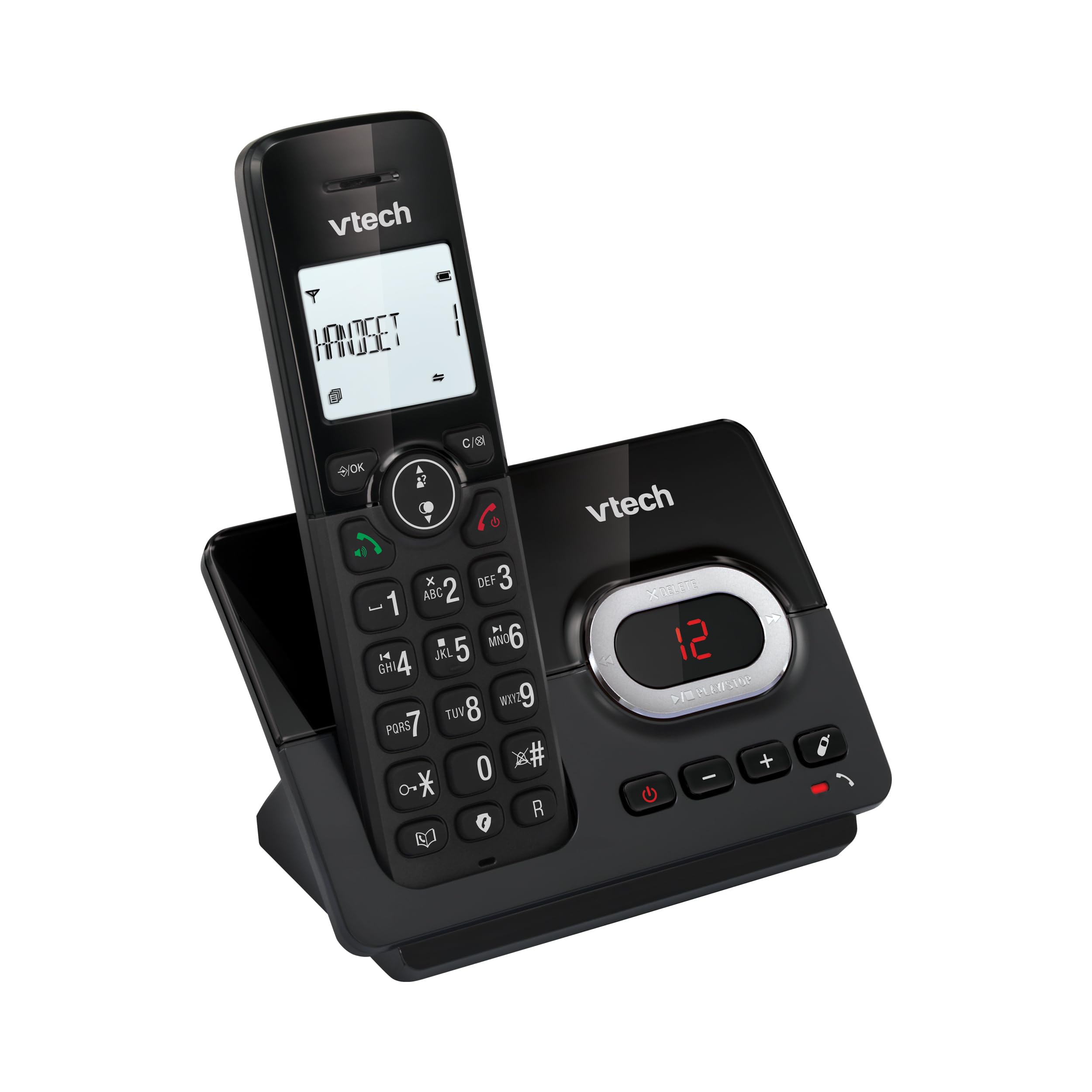VTech CS2050 Telefon bezprzewodowy z automatyczną sekretarką, tryb Eco+, telefon dla seniorów, telefon bezprzewodowy, blokada połączeń, funkcja głośnomówiąca, duże przyciski, wyświetlacz 1-liniowy,