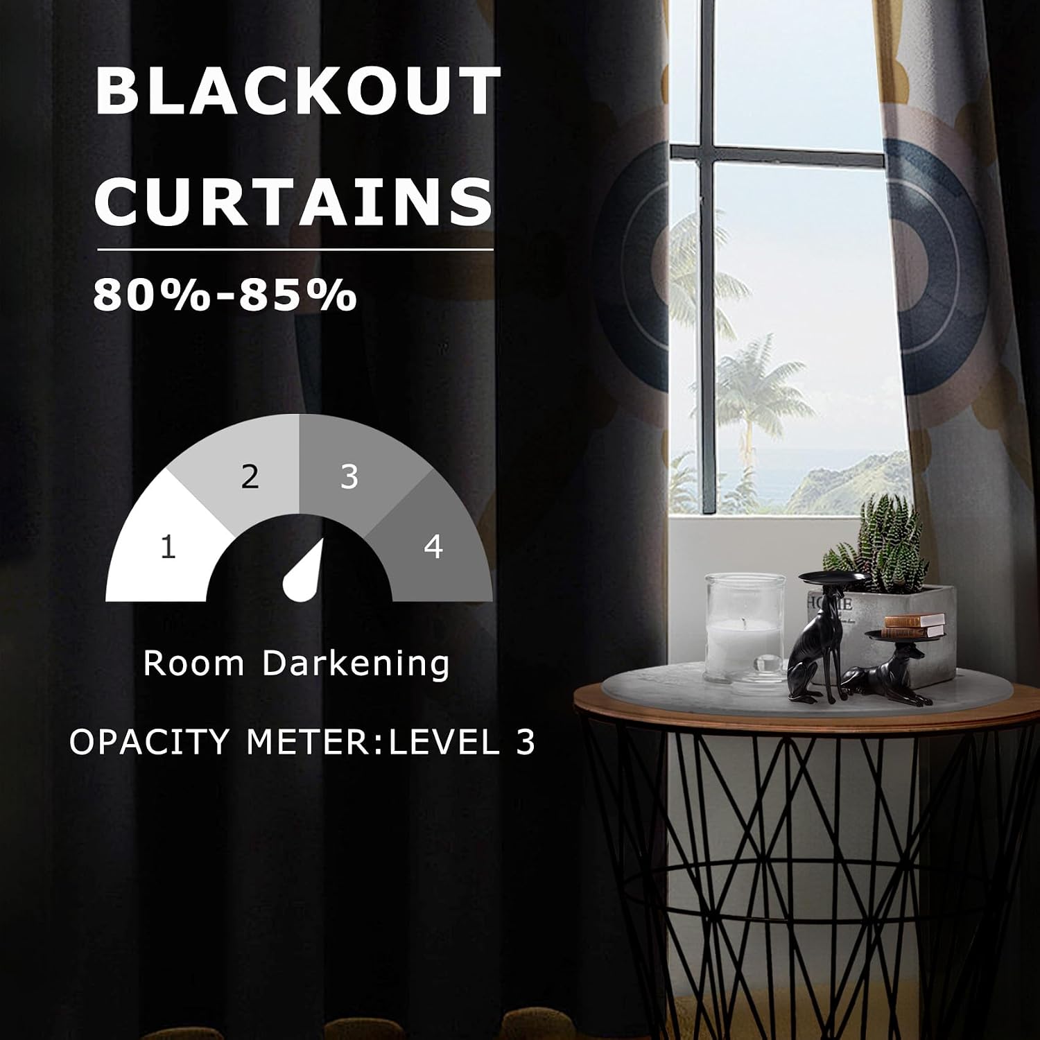 Nautical Curtains 63 Inch Length - Coastal Rudder Watercolor Patterned Blackout Curtains for Living Room Bedroom, Room Darkening Grommet Drapes Window Treatments, 2 Panel Set