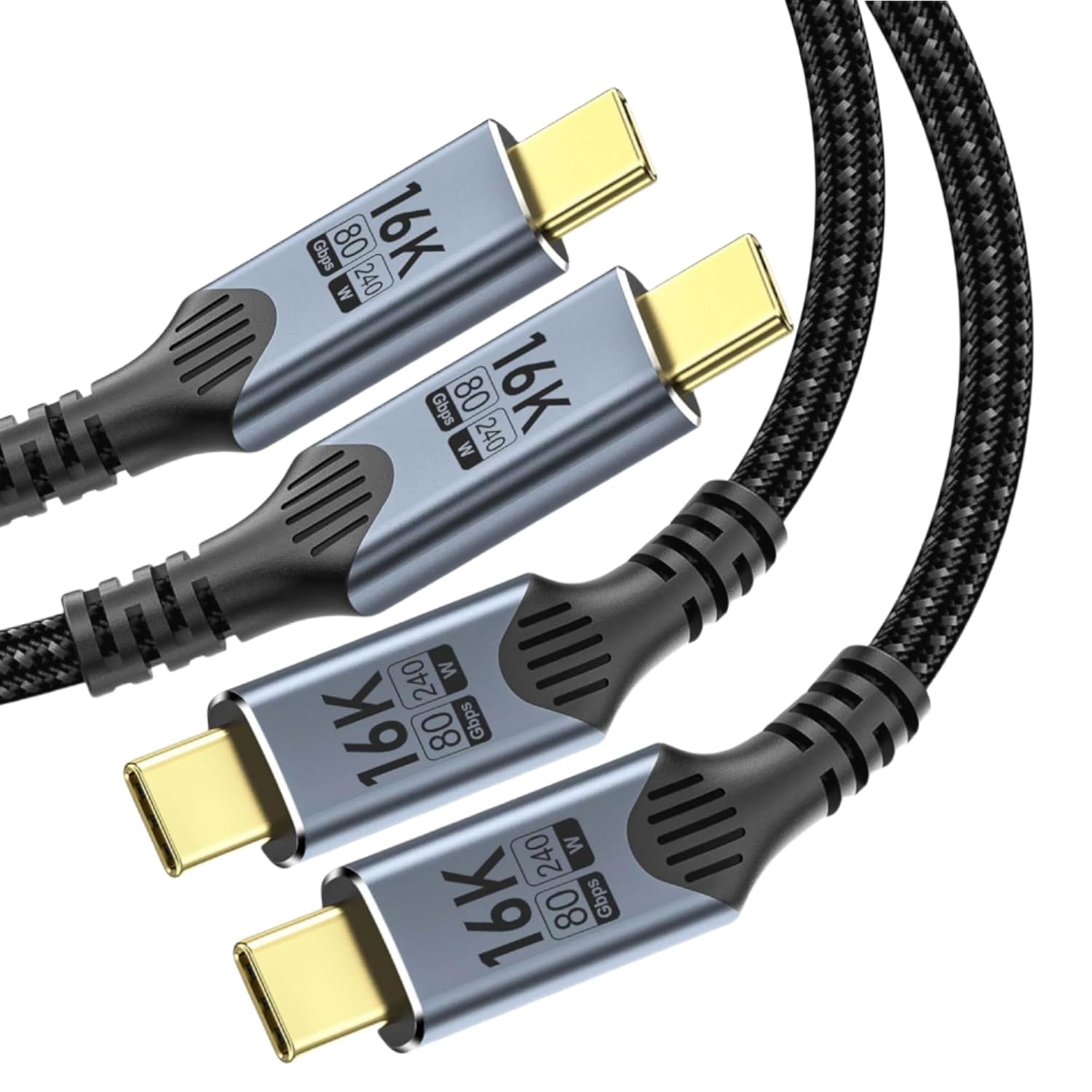 usb c to usb c 2 PACK 6FT/2M Compatible With Thunderbolt 5 usb-c Cable high Speed 80GbpsData Transfer,16K/8K/4K Video, Braided type c to type c Charger Cord, 240W PD Fast Charging for thunderbolt 4/3