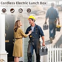 Vista 4 de Cordless Electric Lunch Box for Adults, Heated Lunch Box 20000 mAh Battery Powered with Automatic Heating, 1.2L Portable Food Warmer, BPA Free