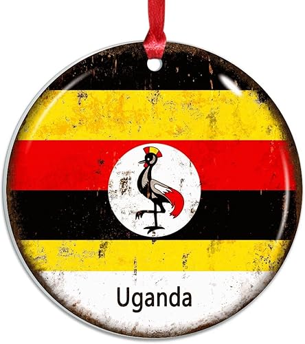 Miniatura 7 de Guangpat The Flag of Uganda - Adorno de Navidad personalizado 2023 Shabby Chic Uganda Adornos de árbol de Navidad acrílico Country City Souvenir