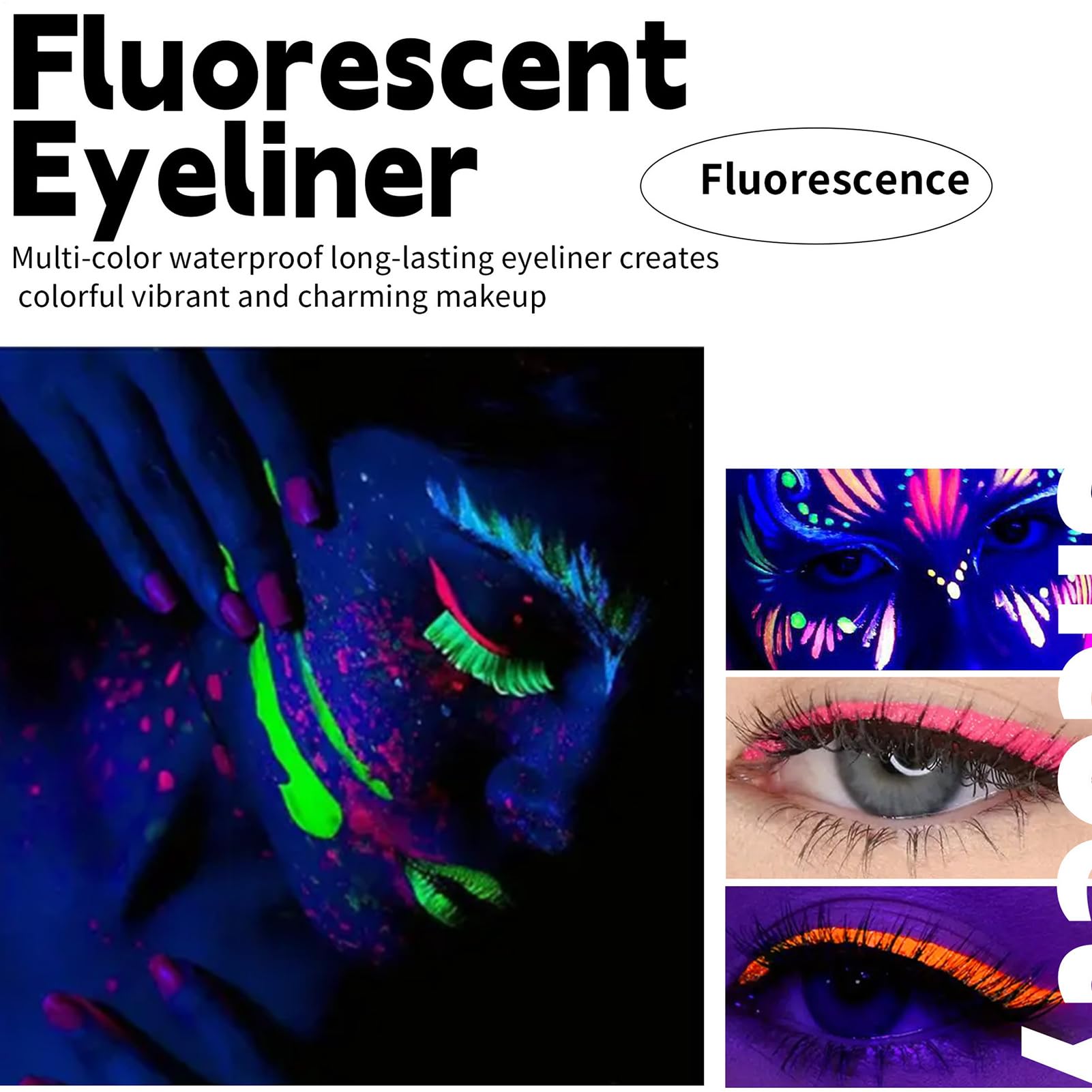 Eyeliner Fosforescenti Penna Trucco Eyeliner Gel Liquido Naturale Brillante | Occhi Impermeabile con Glitter e Tratto Liscio Set Donna 6 Pezzi per Performance Live, Dance, Quotidiano, Festa