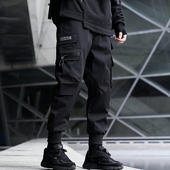 XYXIONGMAO Men's Black Fashion Tactical Streetwear Techwear Joggers Hip Hop Streetwear Sweatpants Cargo Pants for Men