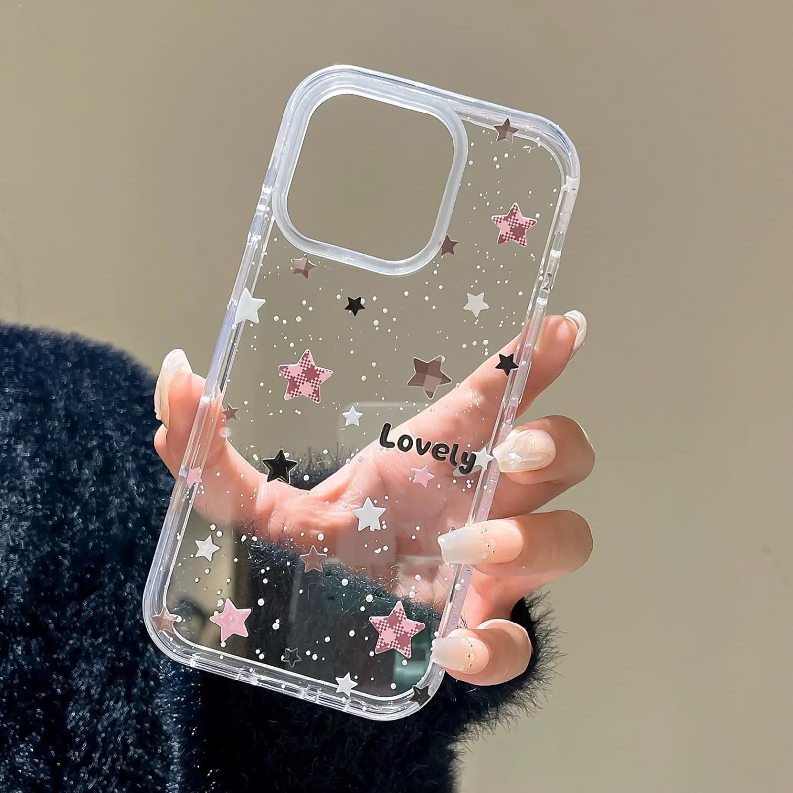 Transparent Soft TPU Case for iPhone 14 Glittering Star Pattern Design Scratch-Resistant Phone Cover for iPhone 14 6
