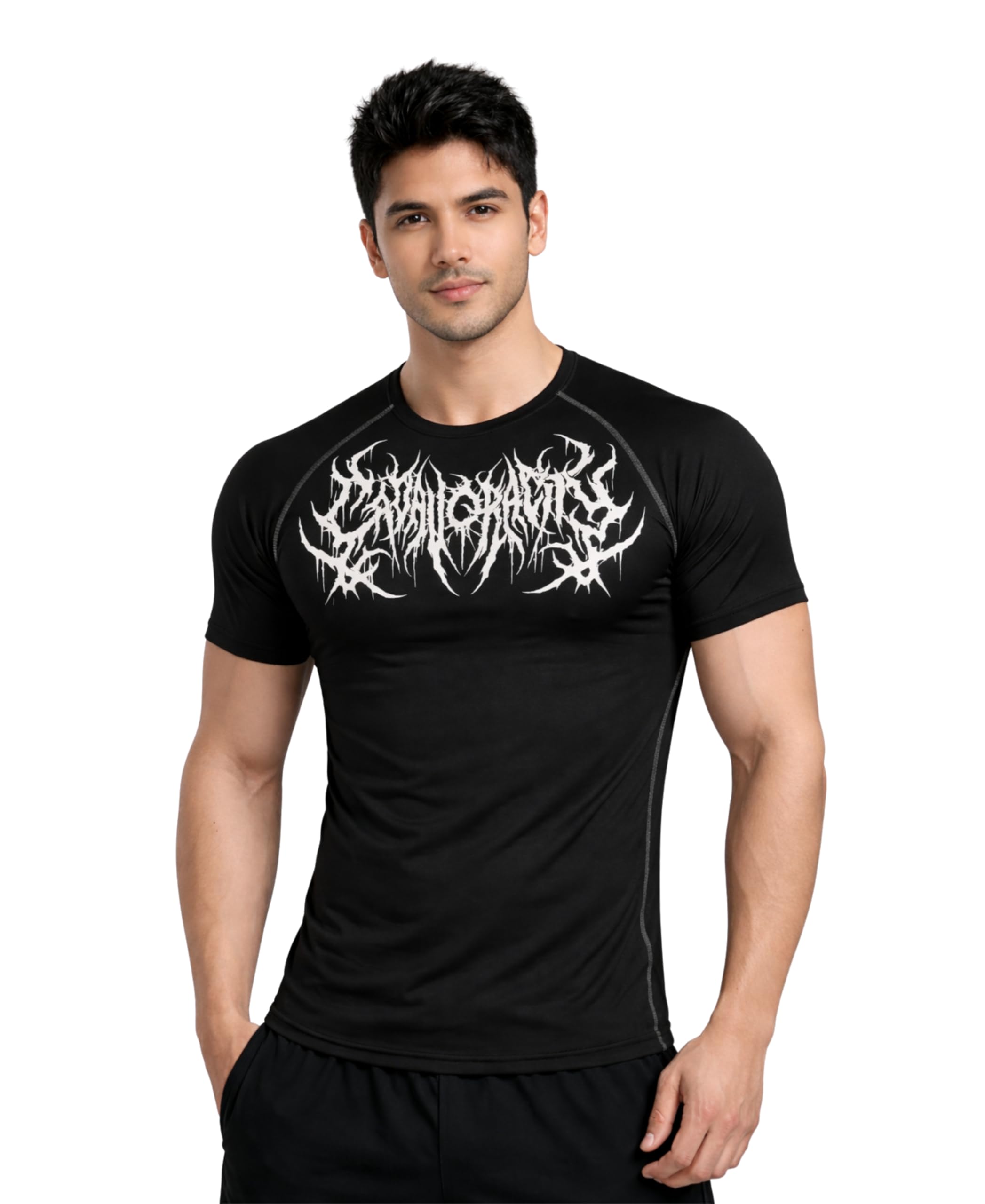 BULLAR Men's Polyester Blend Compression T-Shirt, Half Sleeve Athletic Sports Tight, Crew Neck, Slim Fit Tshirt for Fitness and Workout discount deal