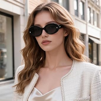 Oval Polarized Sunglasses for Women Acetate Fashion Elegance | Lightweight Retro UV400 Protection