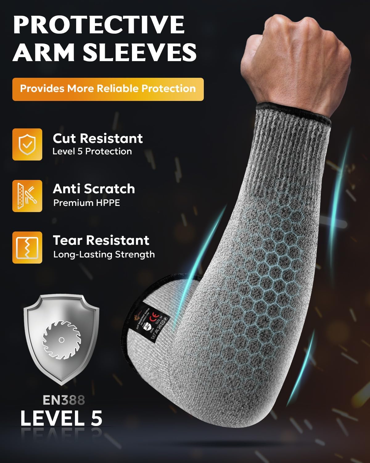 Evridwear Protectores de brazo para piel fina, mangas resistentes a cortes