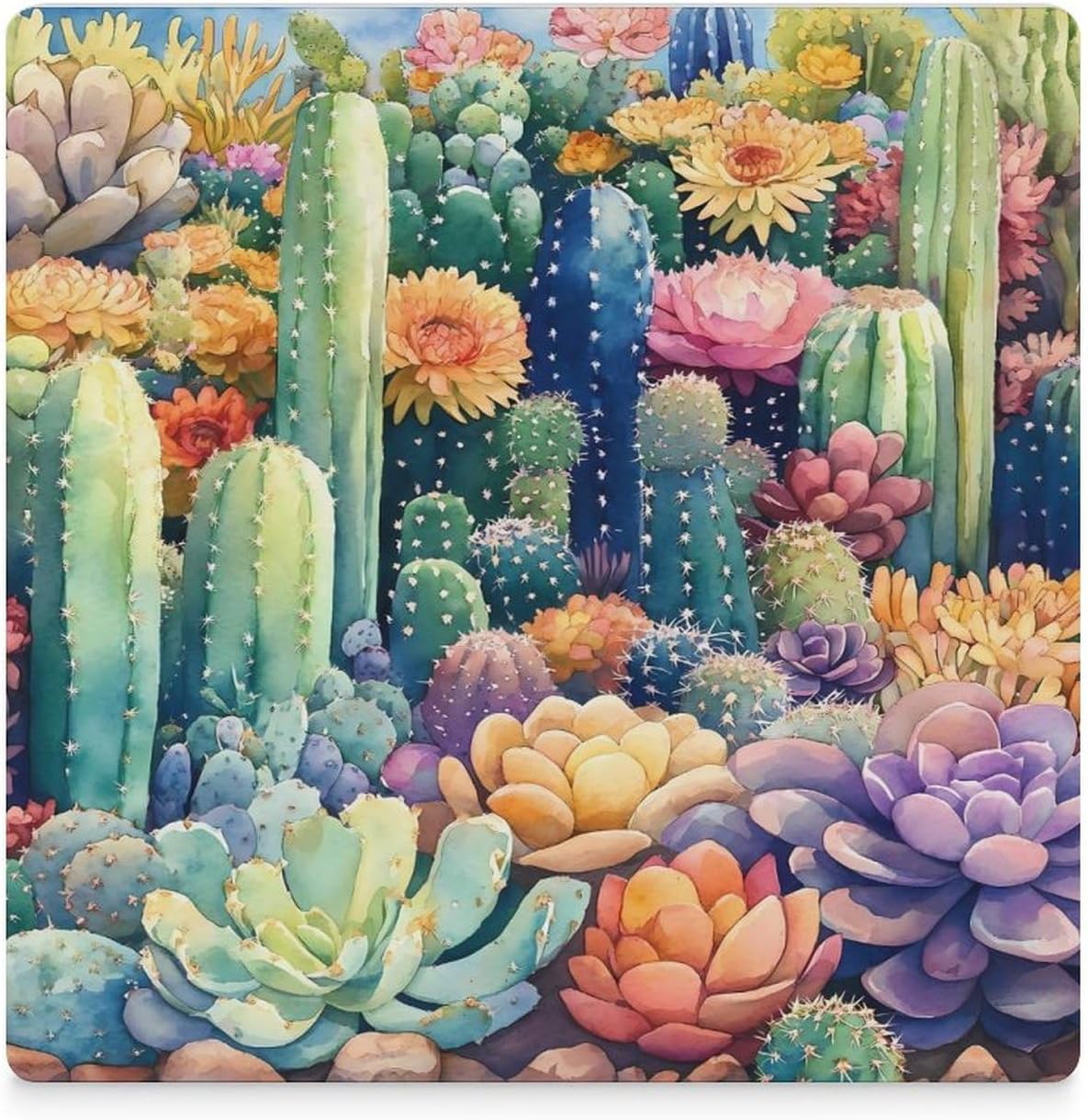 Cactus Ceramic Coasters Square Drinks Coaster Coffee Table Decor Table Coaster for Home Bar