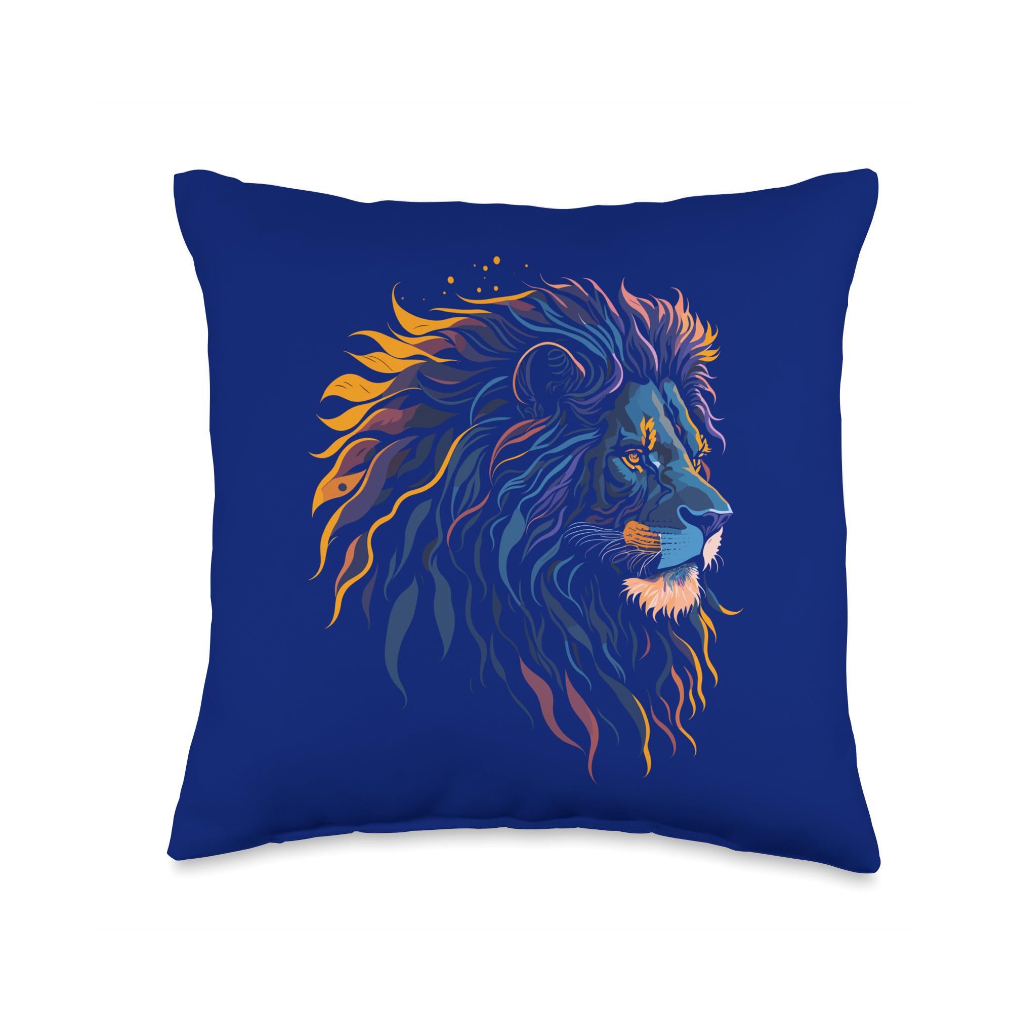3D Vector Graphic Design of loin Throw Pillow, 16x16, Multicolor