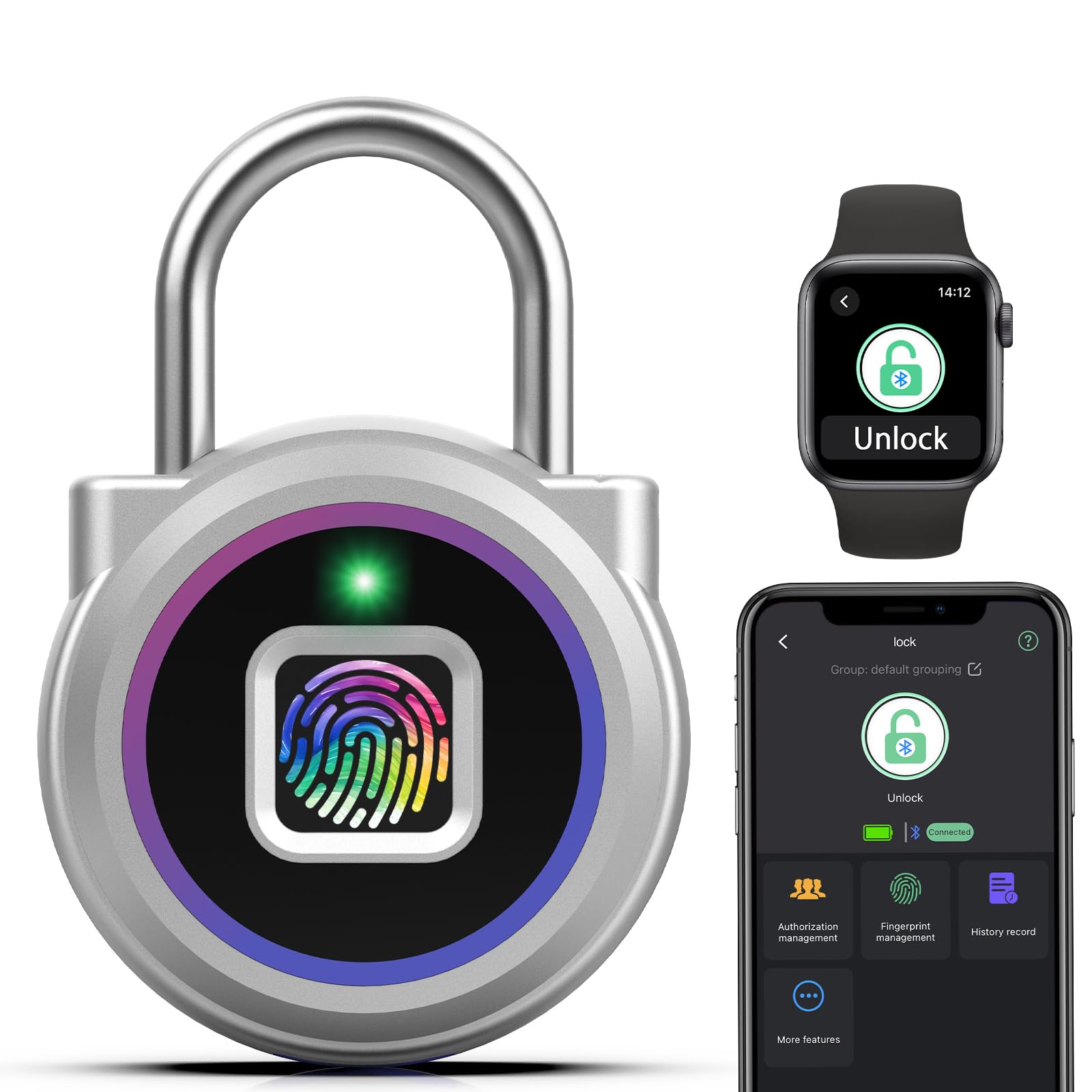 Anweller Cadenas à empreintes digitales, ouverture d'empreintes digitales/clé ou application