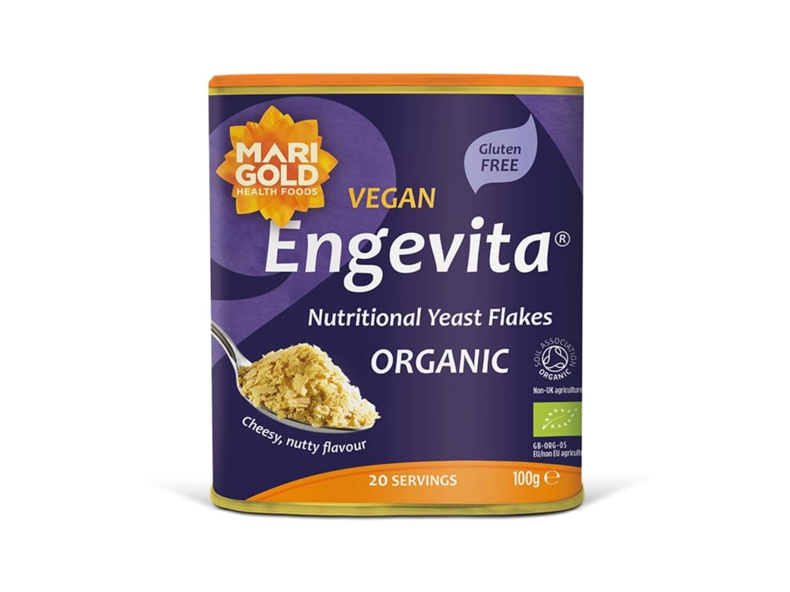 Marigold Organic Engevita Nutritional Yeast Flakes, 100g – Vegan, Gluten-Free, Organic, High in Protein & Fibre, Plant-Based Cheese Flavour