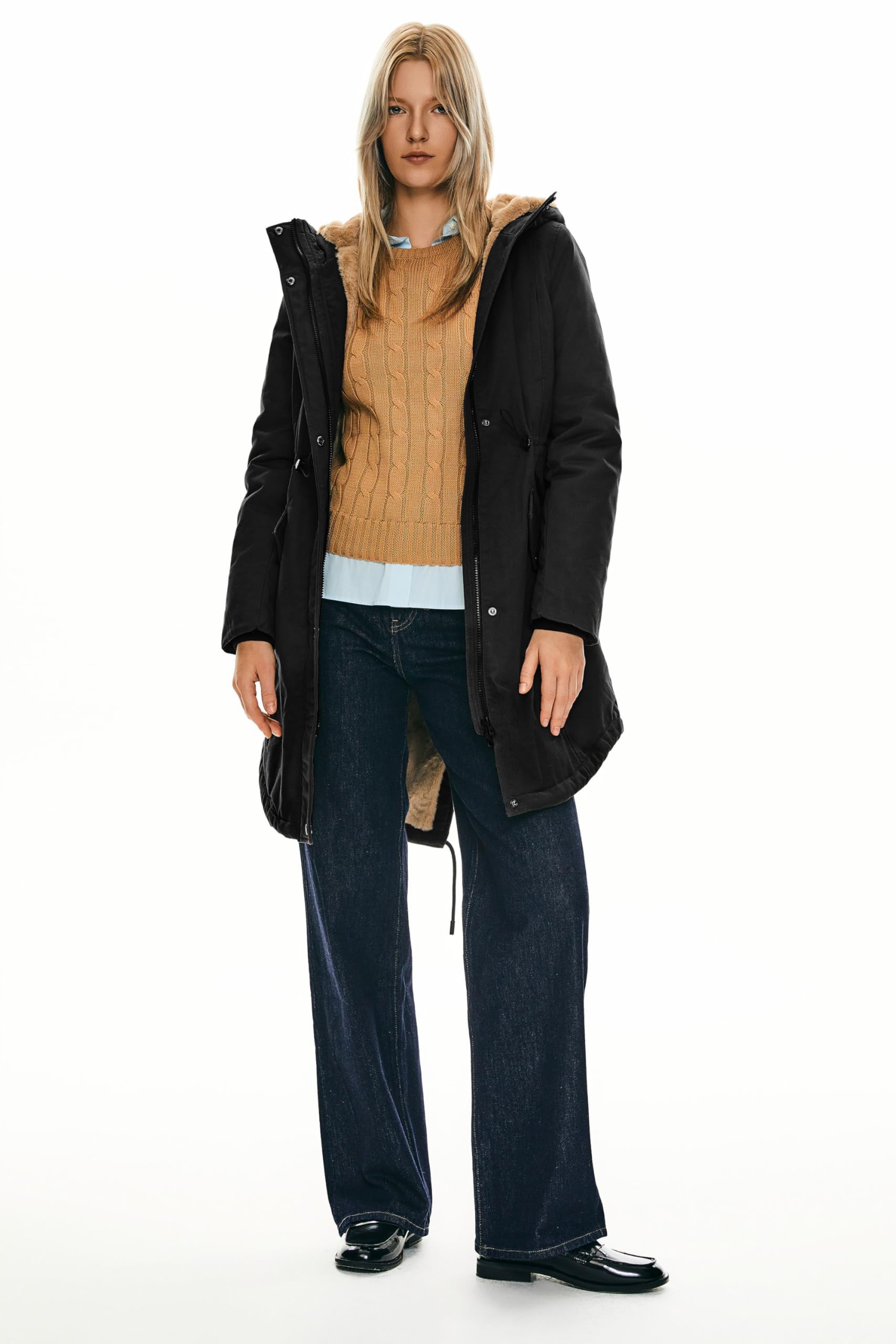 Orolay Parka de Mujer con Capucha y Forro Polar Chaqueta Acolchada para el Invierno