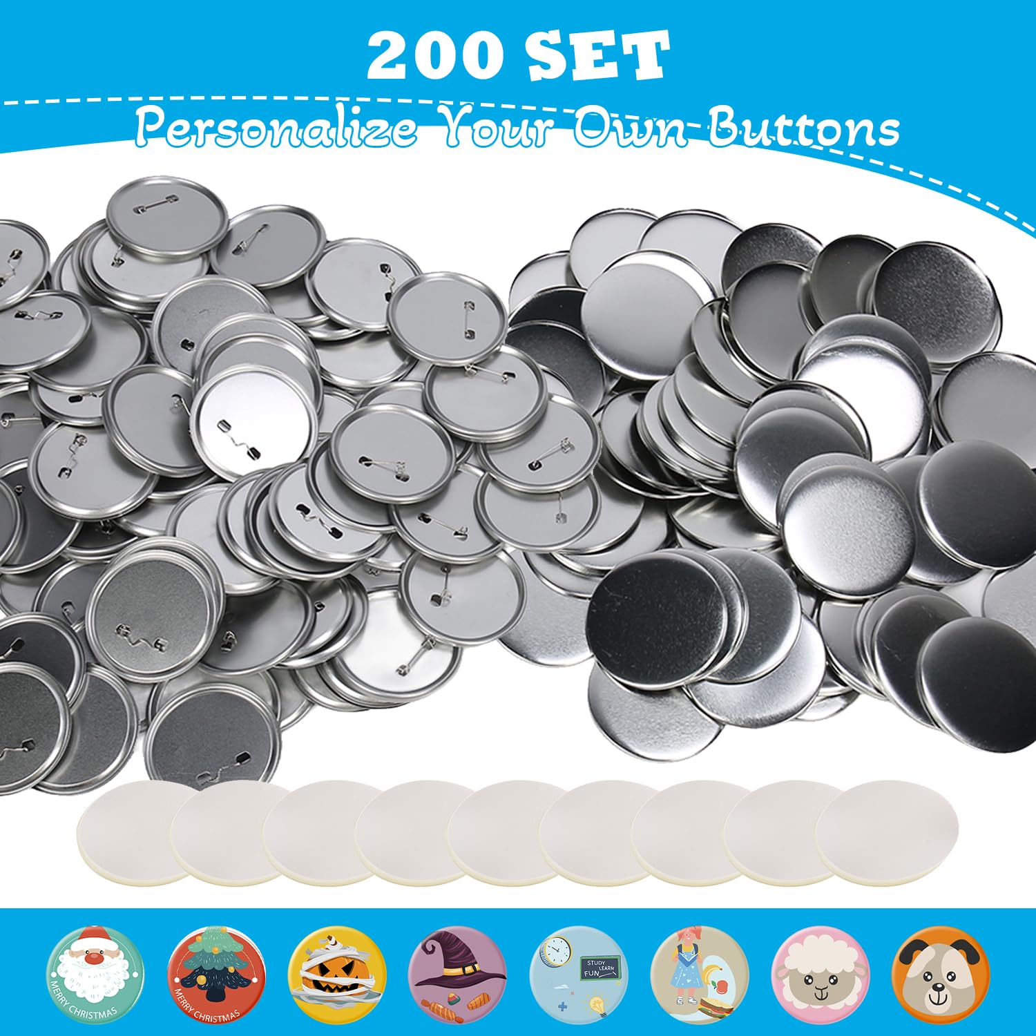 Tissting 100 Stück Buttons Rohlinge 58mm Runde Button Anstecker | Buttons Selber Machen Silber Eisen Buttonrohling Pin Leere Schaltfläche Abzeichen für Button Maker Maschine