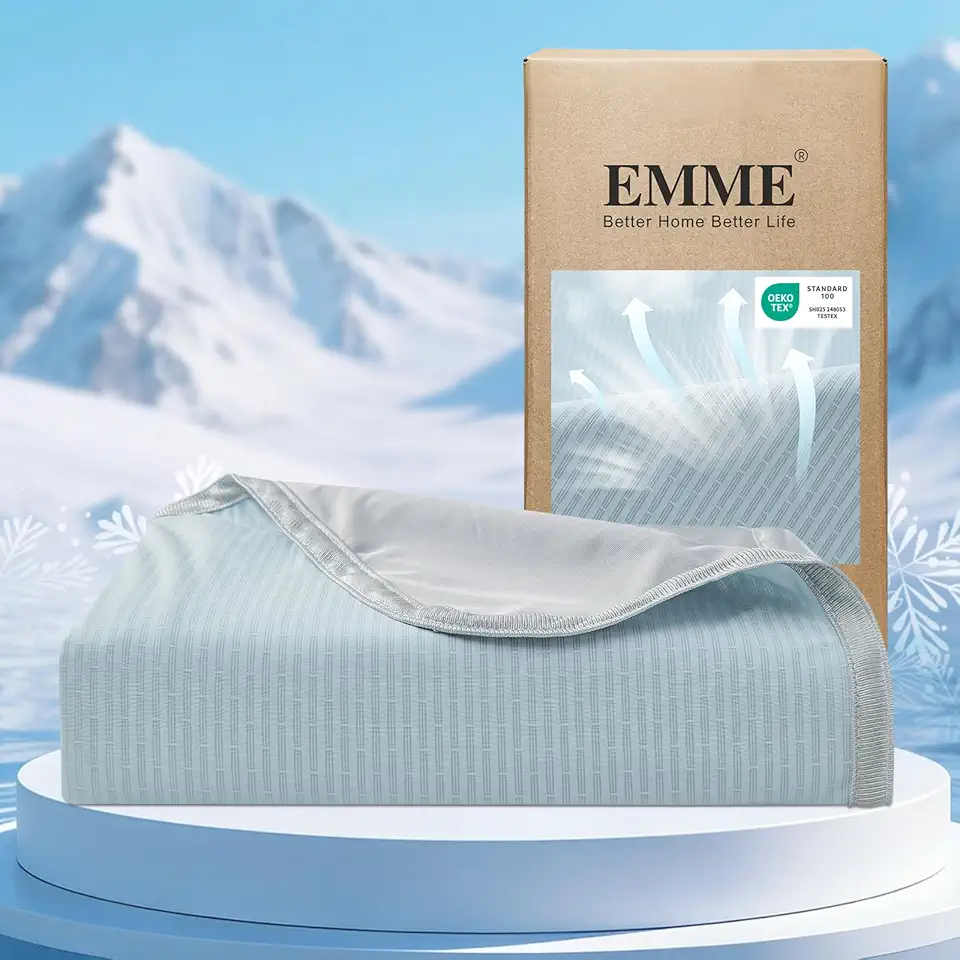 EMME Cobertores refrescantes para quem dorme quente, cobertor de verão tamanho solteiro/casal para cama, cobertor fino e leve para sofá de sofá, dupla face mantém o corpo fresco, cobertores frios para
