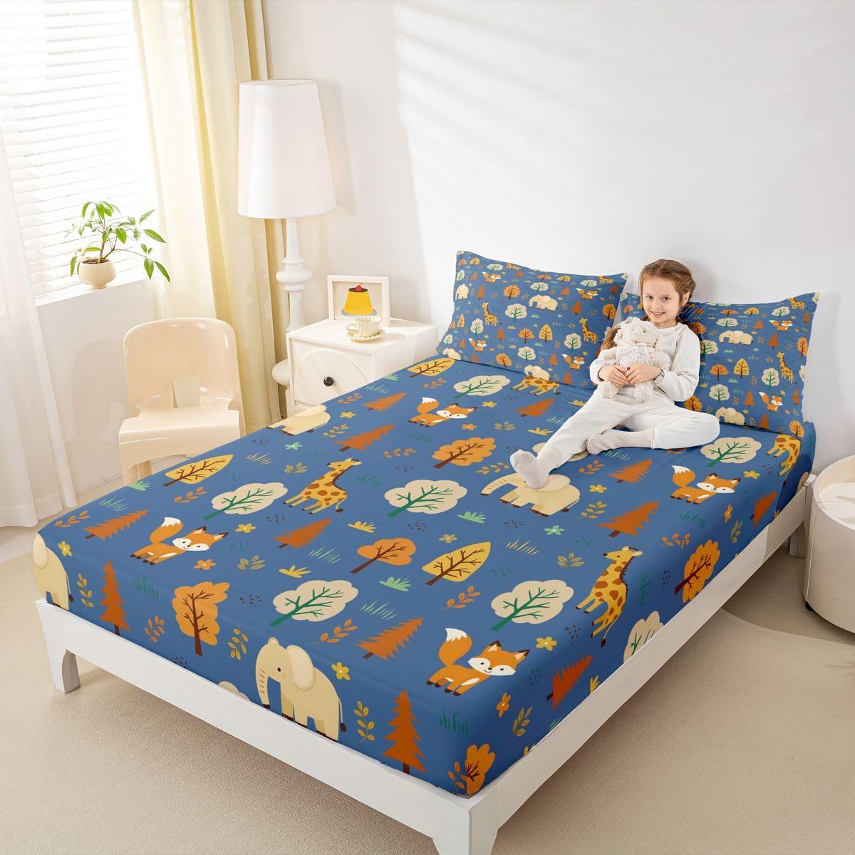 Erosebridal Cartoon Giraffe Fitted Sheet Full Size