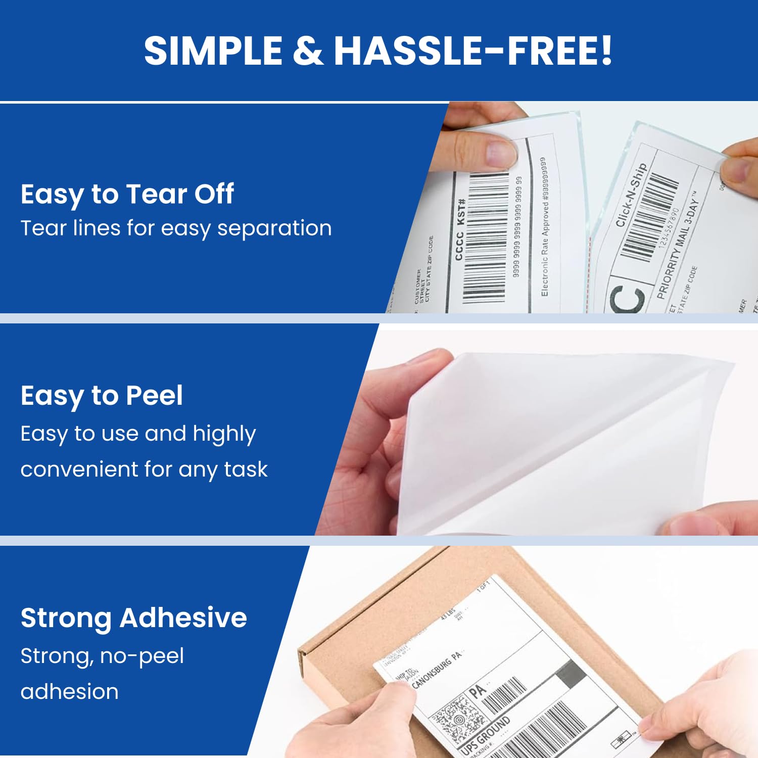 BEEKAY Confezione da 1000, 4 x 6 etichette bianche termiche per spedizioni postali perforate, adesivo forte, di grado commerciale, compatibile con stampanti come Rollo, MUNBYN, Zebra, Polono,iDRPT