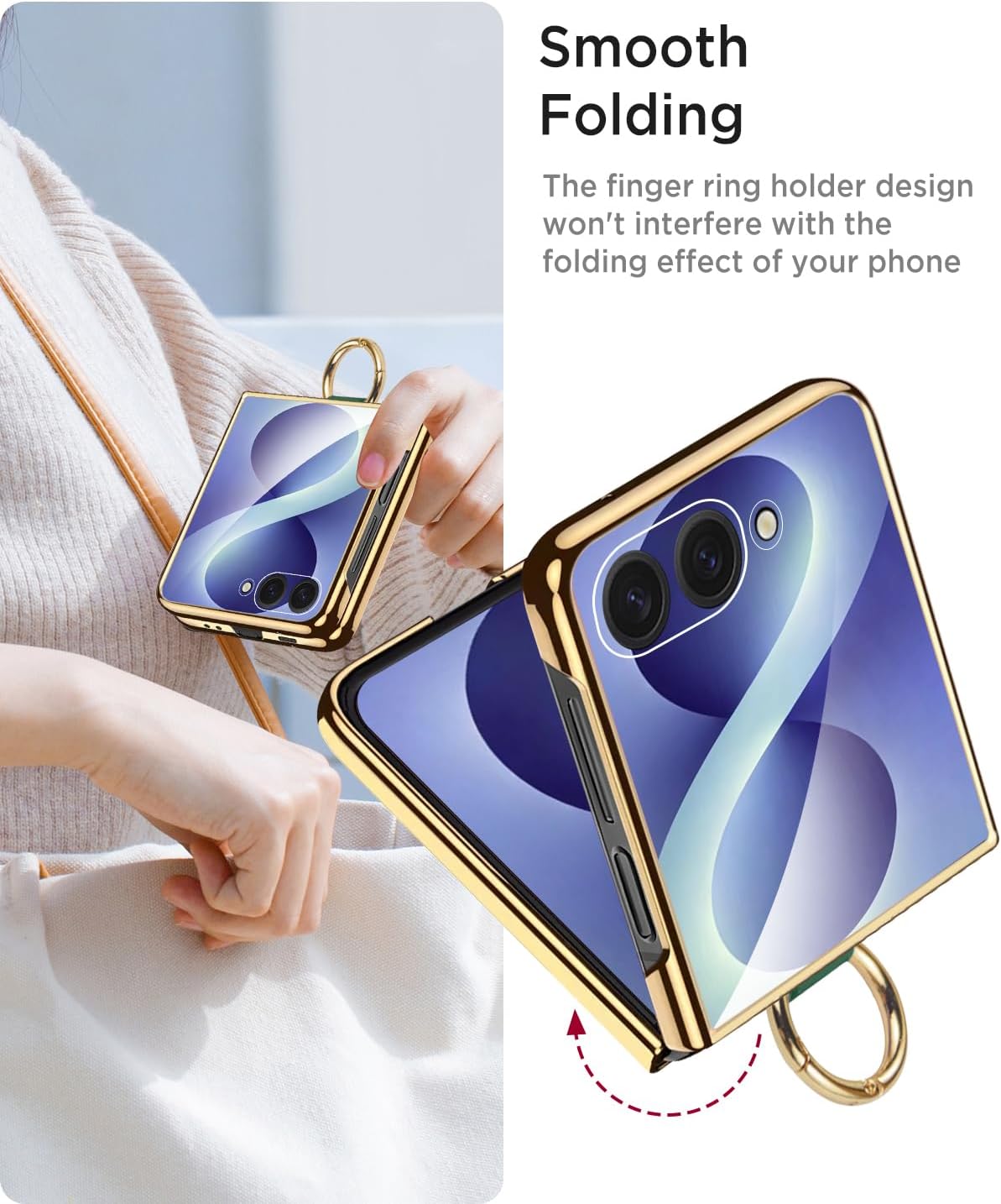 Miimall for Samsung Flip 8 Case with Ring & Screen Protector, Grips Leather Hard Slim Thin Non Slip Shockproof Drop Proof Women Unique Aesthetic Case for Galaxy Z Flip 8 Phone Cover, Dark Green image 3