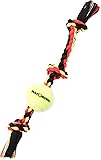 Mammoth Flossy Chews Color 3 Knot Tug w/Standard Tennis Ball – Premium Cotton-Poly Tug...