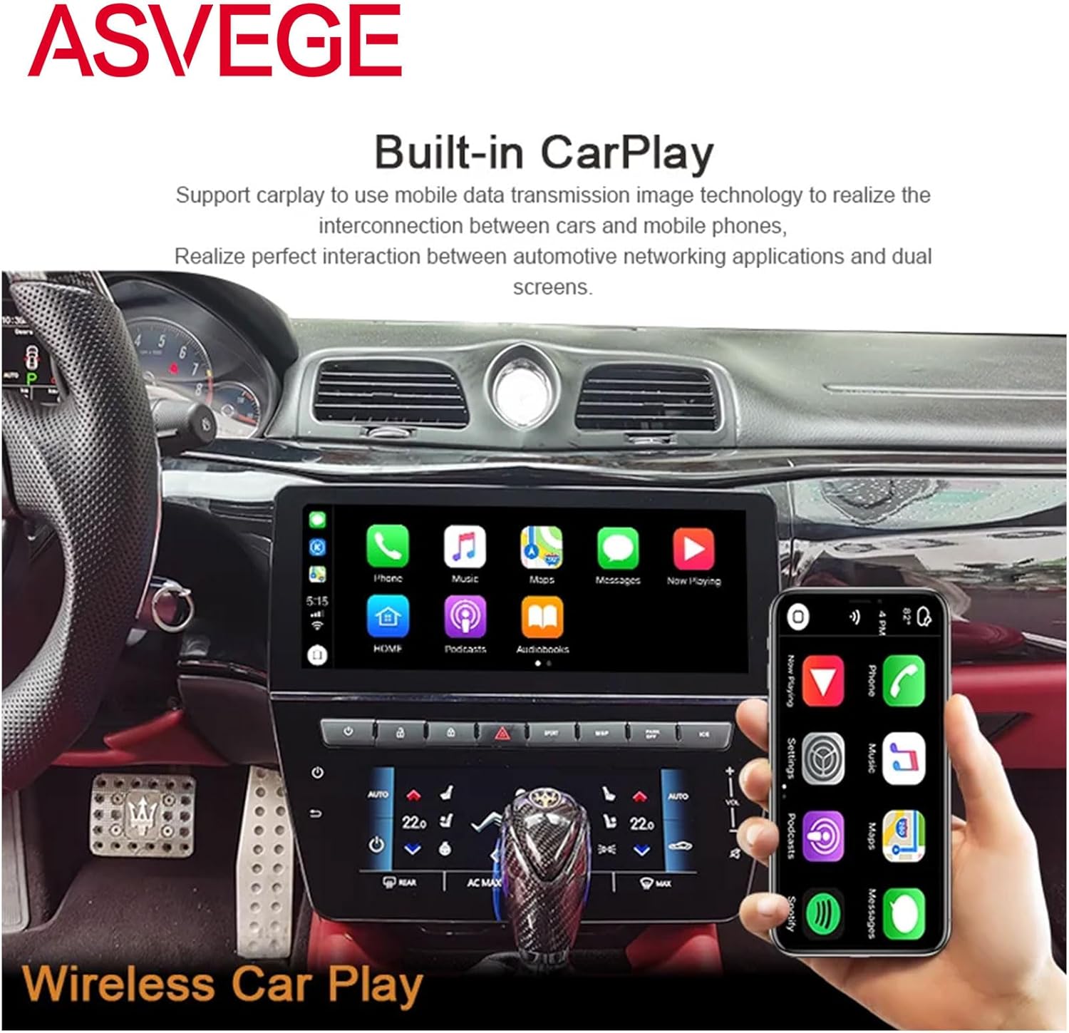 12.3 Inch Android 12 Car Radio for Maserati GT/GC Gran Turismo 2007-2015 Car Radio Bluetooth Video Carplay Central Multimedia Player Stereo Head Unit-LHD