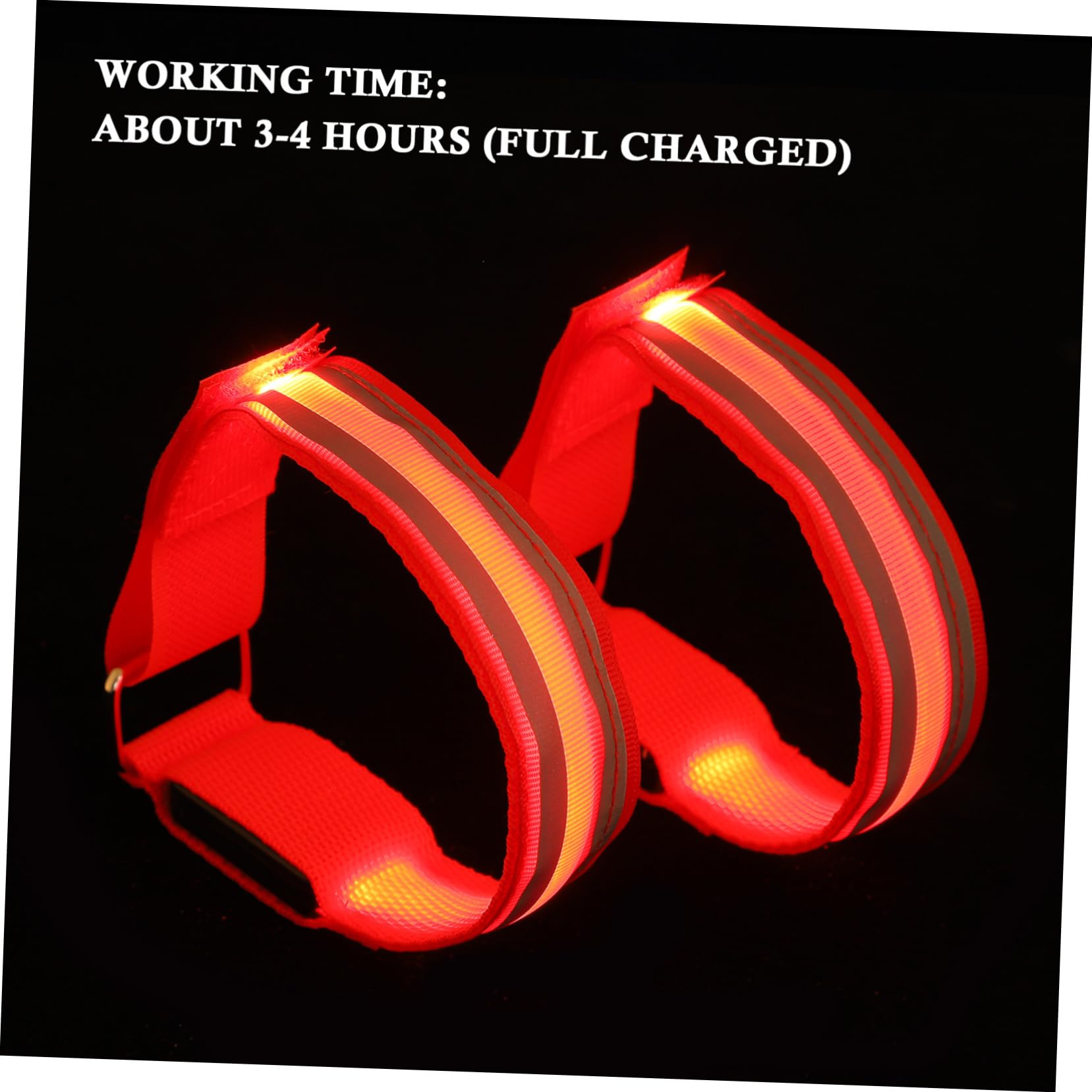 Sosoport Luces de Marcha LED muñequera LED Pulseras Luminosas Accesorios Running Accesorios para Running brazaletes Intermitentes Pulseras de Brillo LED con Electronica LED Rojo