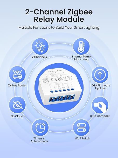 Heiman Zigbee 2-Gang Smart Relay Switch Module, HS1RM-E