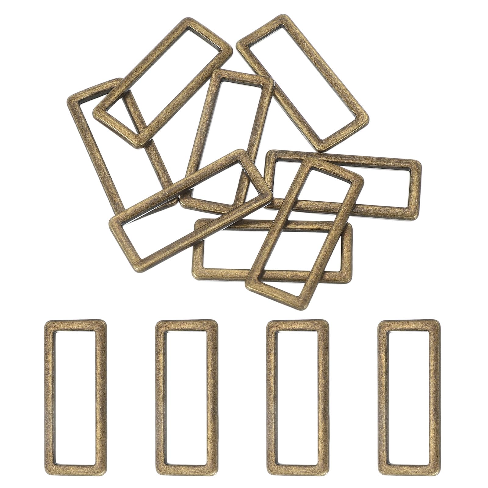 uxcell 8pcs Metal Flat Rectangle Ring, Rectangular Buckle Rings Square Strap Webbing Loop for Bag Belt Purse DIY