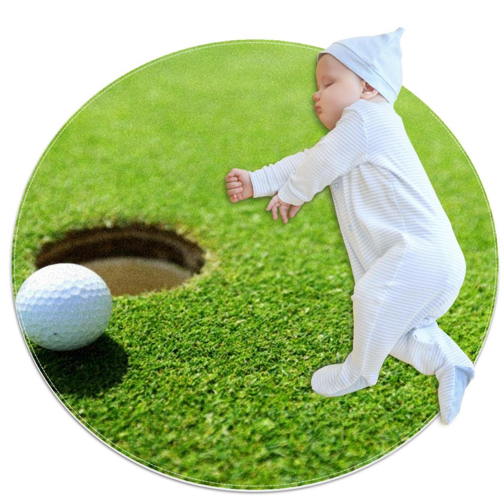 Tapis rond pour enfants JDEZ 80cm de diamètre motif sport golf