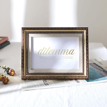 Photo Frames Display 8.3x11.7 Vertical or Horizontal,Resin and Glass Tabletop Photo Frame Rectangle Picture Frame Anniversary Decor for Bedroom,Gold