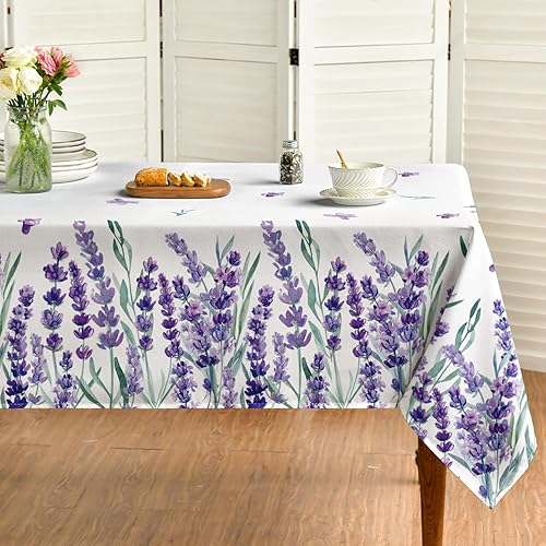 Horaldaily Mantel de primavera y verano de 60 x 60 pulgadas, acuarela de Pascua, lavanda, floreciente, floral, para decoración de fiesta, picnic,