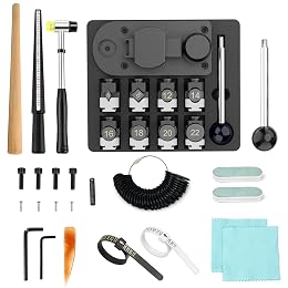 GAXPAK Ring Bender Tool, Spoon RingMaker Machine Jewelry Making Kit with Nylon Dies, Complete Ring Bending Tool Set Rings Measuring Kit Making Tool