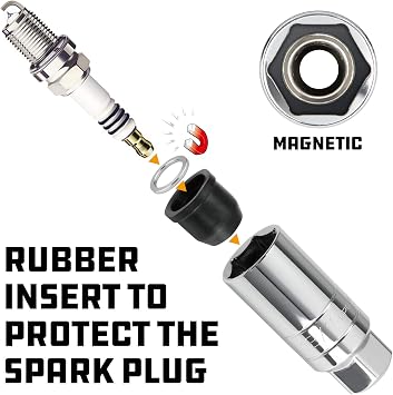 Powerbuilt 2 Piece 3/8-Inch Drive Magnetic Spark Plug Socket Set, 5/8-Inch and 13/16-Inch 6 Point Deep Thin Wall Sockets - 641870
