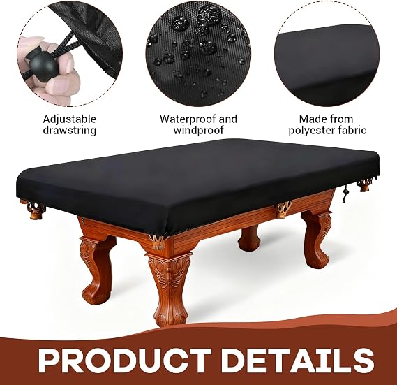 Billiard Pool Table Cover, 7 Feet Waterproof Snooker Table Cover with Drawstring Dustproof Billiard Tables Protection Oxford Fabric Snooker Tables Covers
