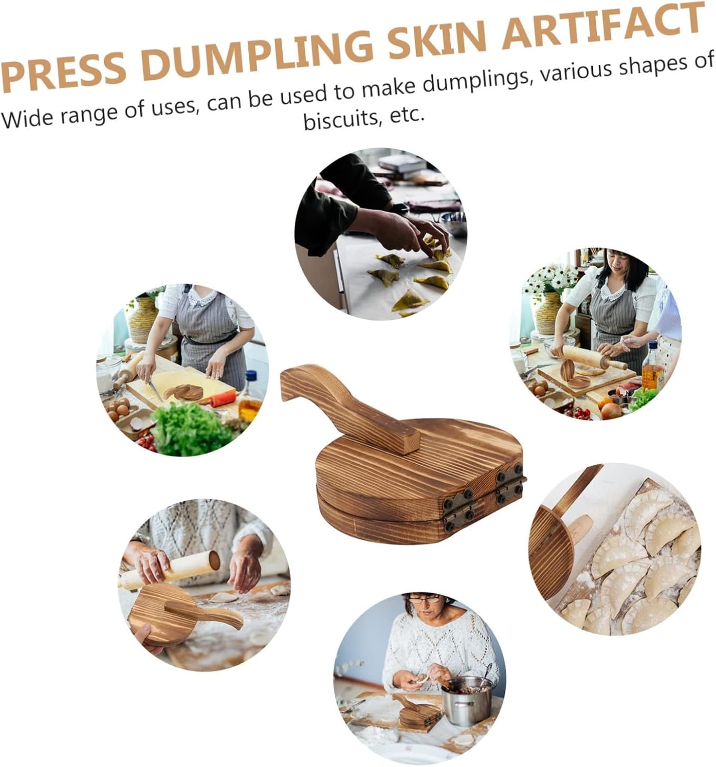 1Pc Wooden Handmade Dumpling Wrapper Mold Kitchen Dough Pressing Tool for Easy Empanadas Shells and Dumplings Household Kitchenware