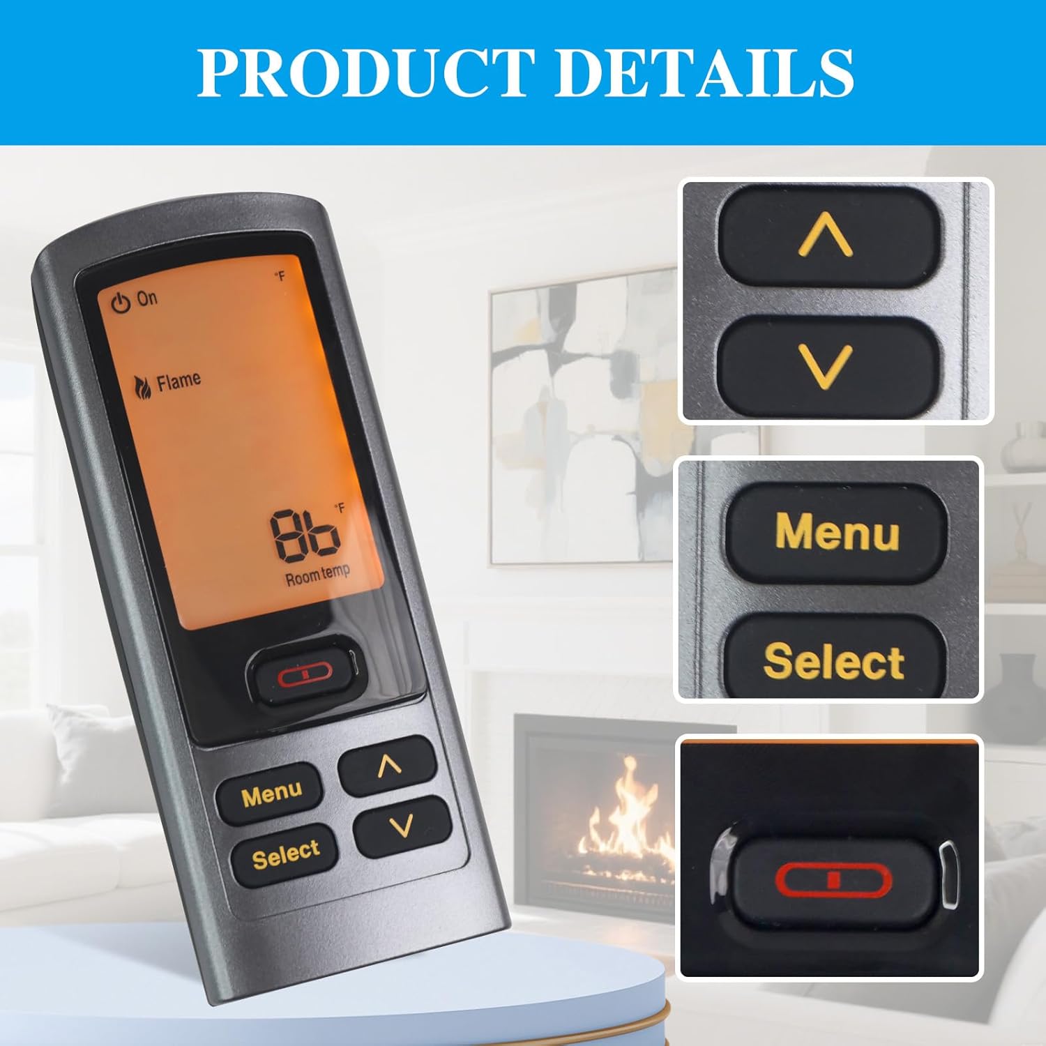 XHEIN 2166-330 Replacement Remote for RC300-HNG, Compatible with Heat N Glo Stoves/Fireplaces