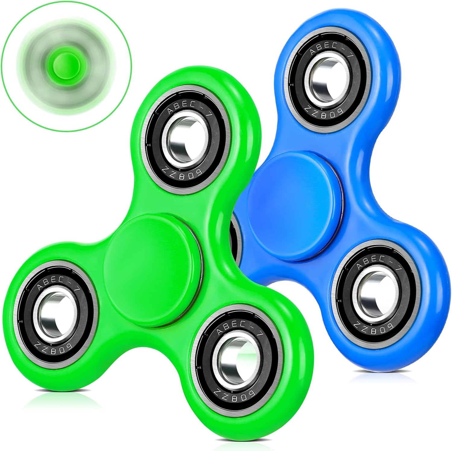 WELLVO Fidget Spinner 2Pcs for Kids Adults, Sensory Fidgets Toys for Anxiety Stress Relief, Mini Cool Fidget Toy Spinners for Classroom Prizes Birthday Gifts Boys Girls