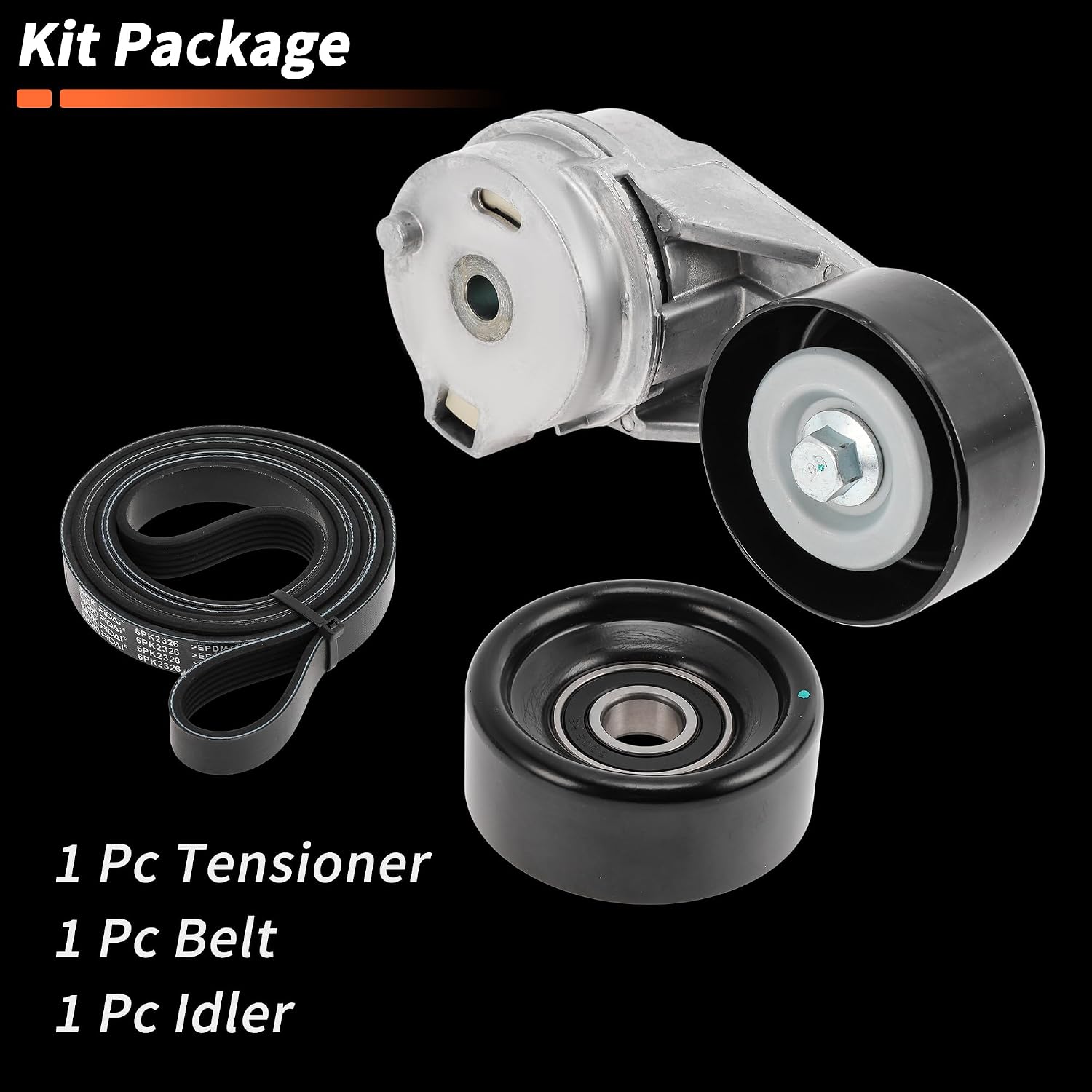 1 Set Drive Belt Tensioner Kit for Chevy Trailblazer 4.2L L6 2004-2009 Serpentine Belt Drive Kit with Tensioner 12573024/90K38178A/DBK060916A