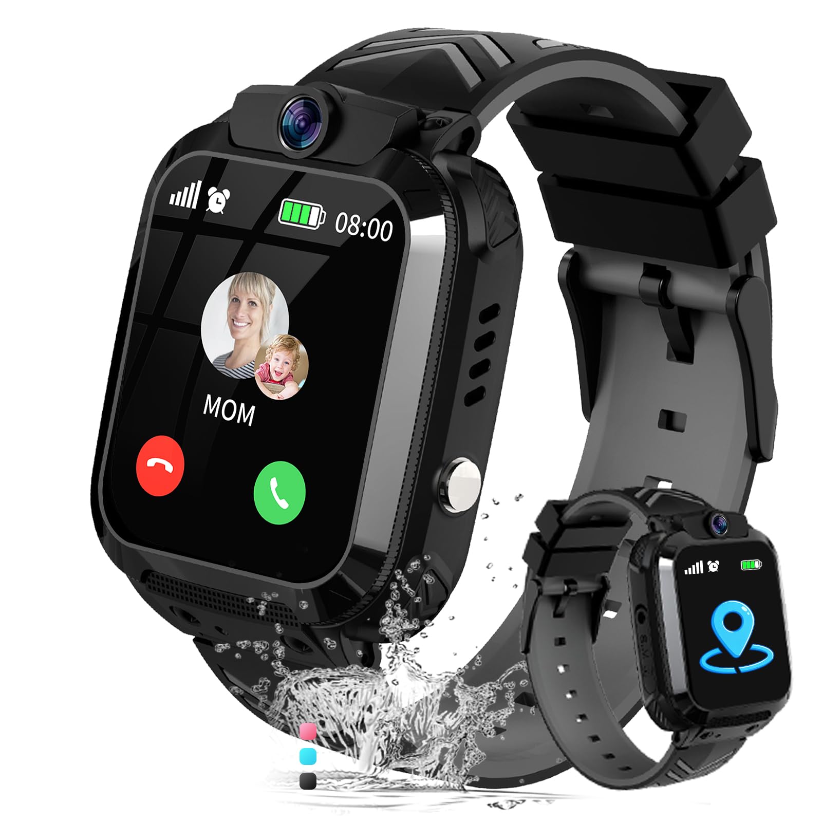 Reloj Inteligente Niño con GPS y Llamadas - Reloj Inteligente Niña con Teléfono SOS Despertador Resistente Al Agua Juego Modelo de Clase - Smartwatch para Niños Digital Regalo-