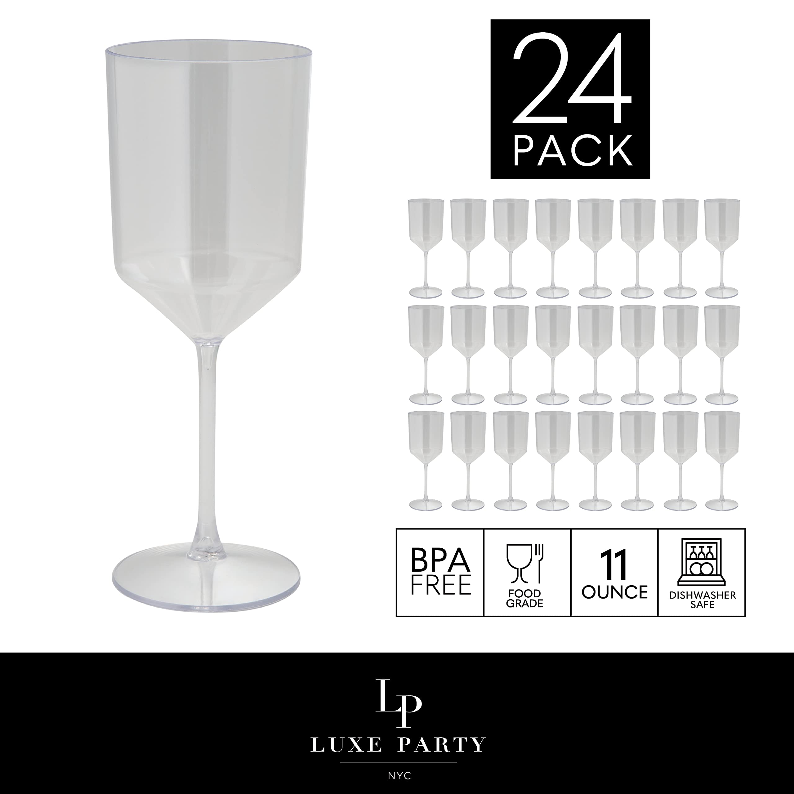 7 Oz 1-Piece White Plastic Disposable Wine Goblet - 8 Pack - Posh Setting - View #3