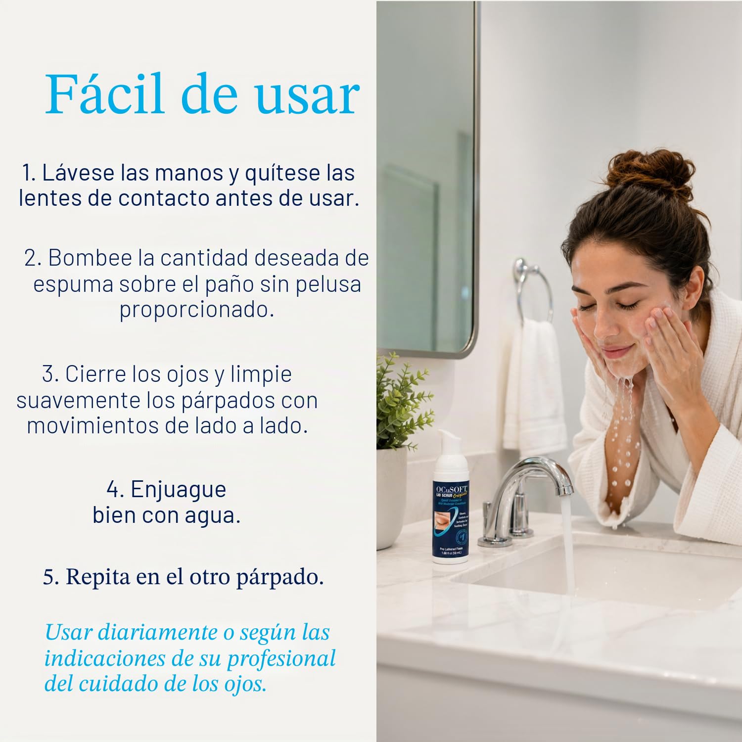 OCuSOFT Lid Scrub Original Compliance Kit – Exfoliante instantáneo para párpados y toallitas sin pelusa – Kit diario de párpados para eliminar aceite, polvo, polen y maquillaje de ojos – 1.6 onzas | Bomba de espuma de 50 ml, 100 almohadillas secas sin pel