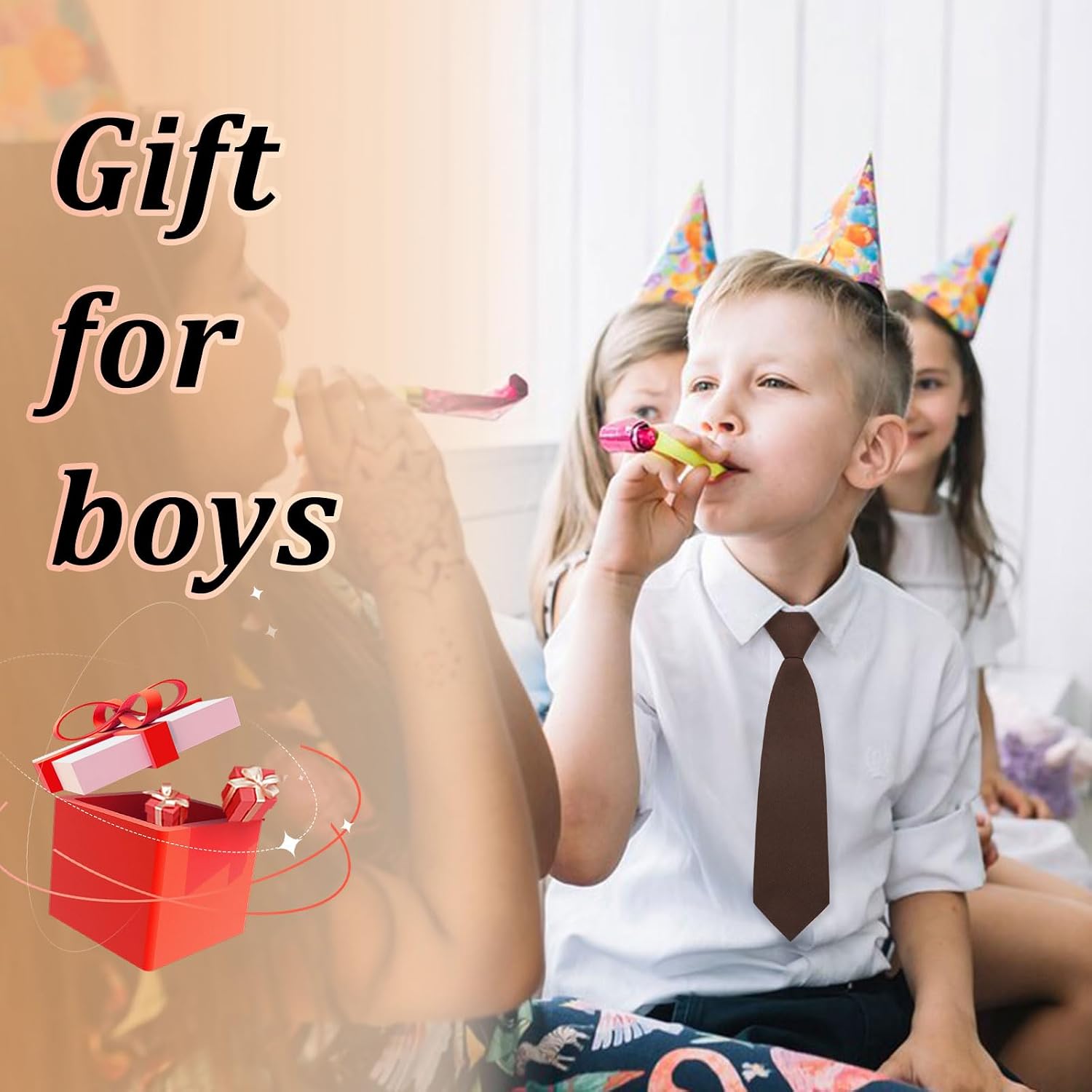 Luckyvestir Boys Ties Kids Tie Pre-tied Ties for Boys Toddler Tie Boys Necktie for Graduation, Uniforms, Casual(Age 2-6)