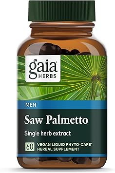 Gaia Herbs Saw Palmetto - Supports Healthy Prostate Function for Men - Contains Saw Palmetto and Sunflower Seed Lecithin to Support Menâ€™s Health - 60 Vegan Liquid Phyto-Capsules (30-Day Supply)
