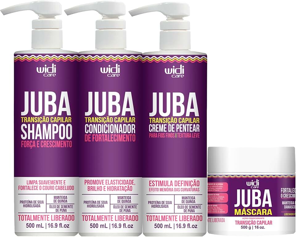 Kit Widi Juba Transição Capilar Shampoo, Condicionador, Creme Leve e Máscara