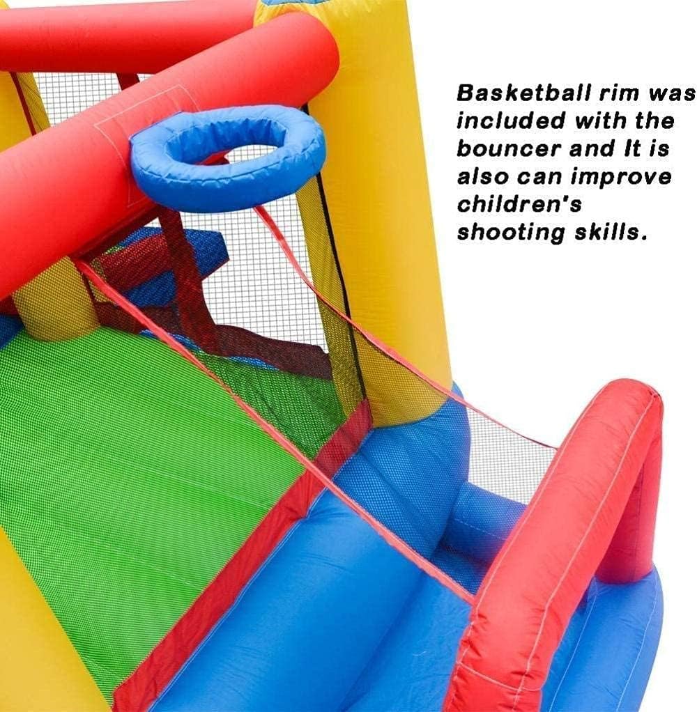 Inflatable Bounce House with 450W Air Blower Bouncy Castle Jumping Bouncer with Slide Clim Wall Trampoline Basketbal