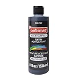 Craft Smart Black Premium Satin Acrylic Paint – Multi-Surface, Water-Based, Weather Resistant & Dishwasher Safe, 8 Pack