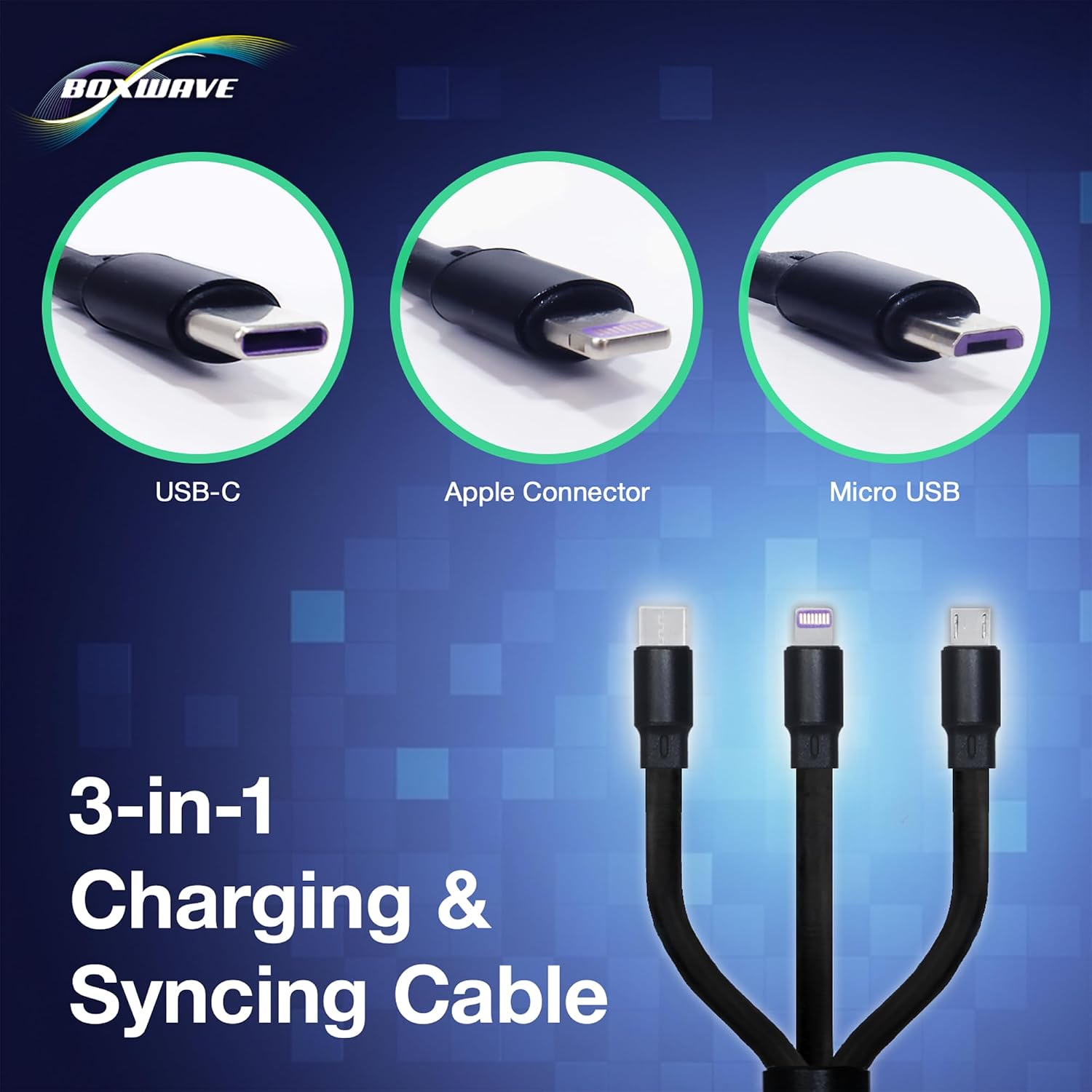 BoxWave Cable Compatible with Sudroid XS14 Pro - AllCharge PD miniSync (100W), Retractable High-Speed Charging Portable USB Cable - Jet Black